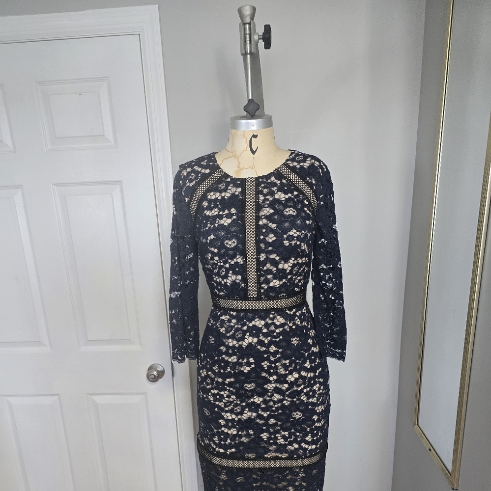 Vince Camuto Elegant Black Lace Dress